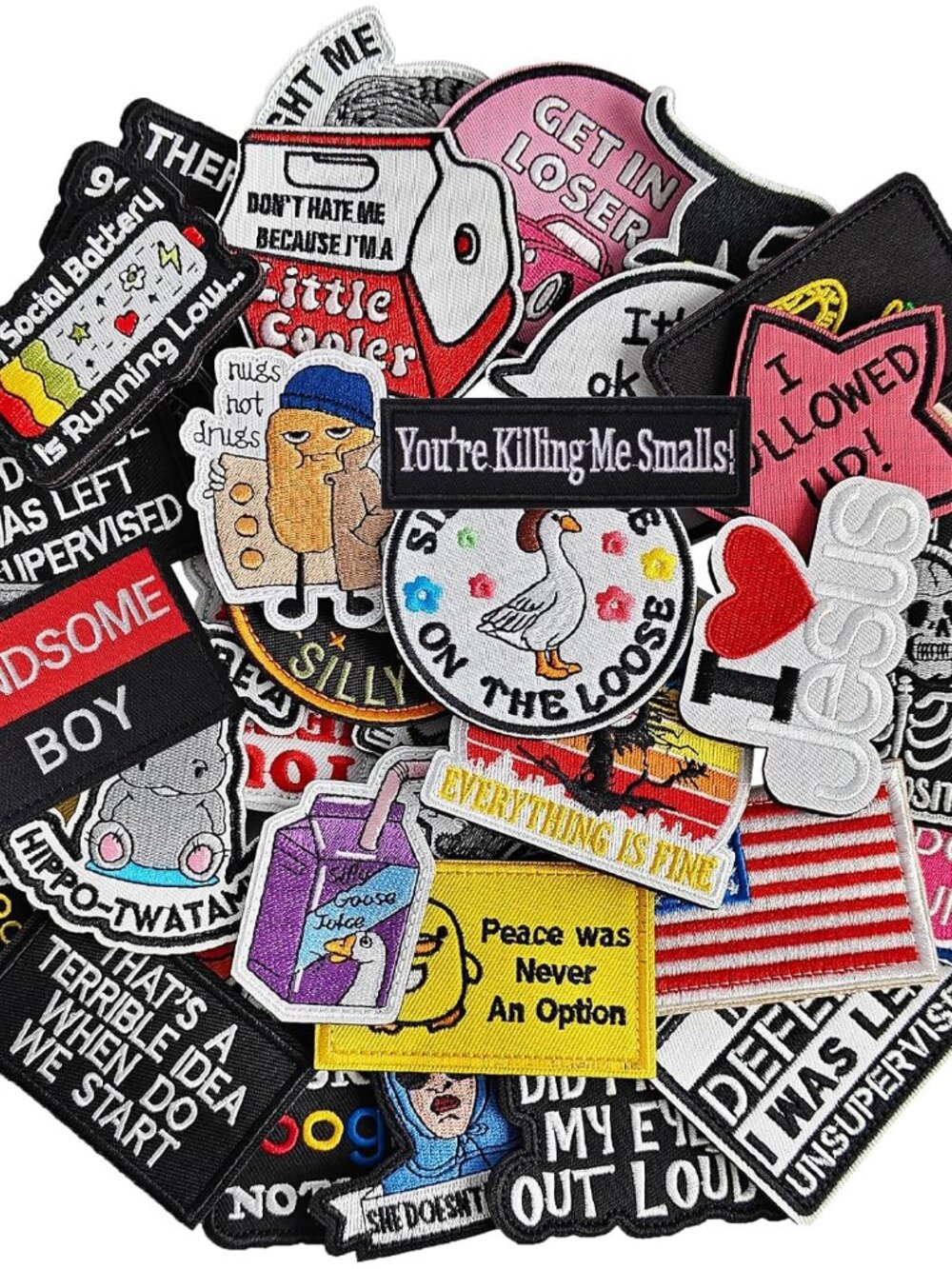 20 Pieces Random Funny Patches, Hook and Loop Humorous Funny Embroidered Meme Mo - Picture 2 of 6